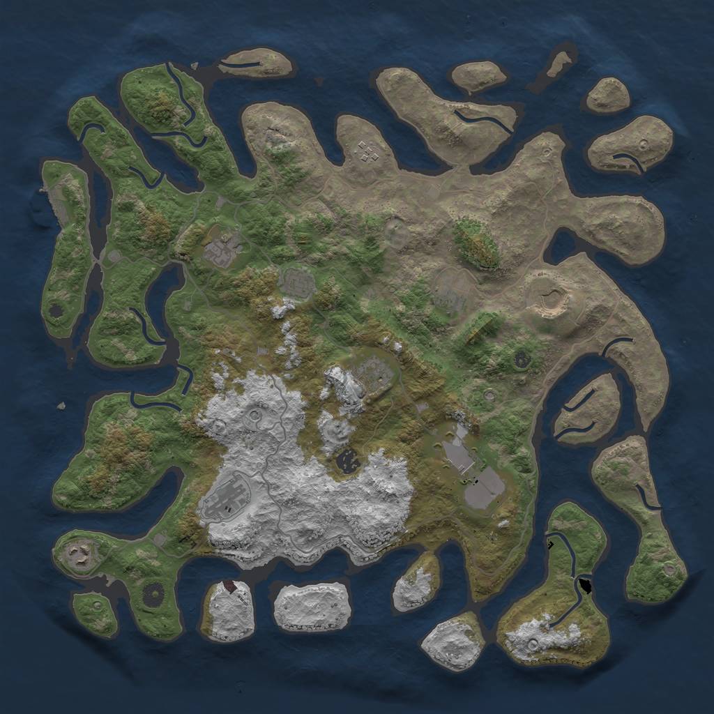 Rust Map: Procedural Map, Size: 4500, Seed: 1209003249, 14 Monuments