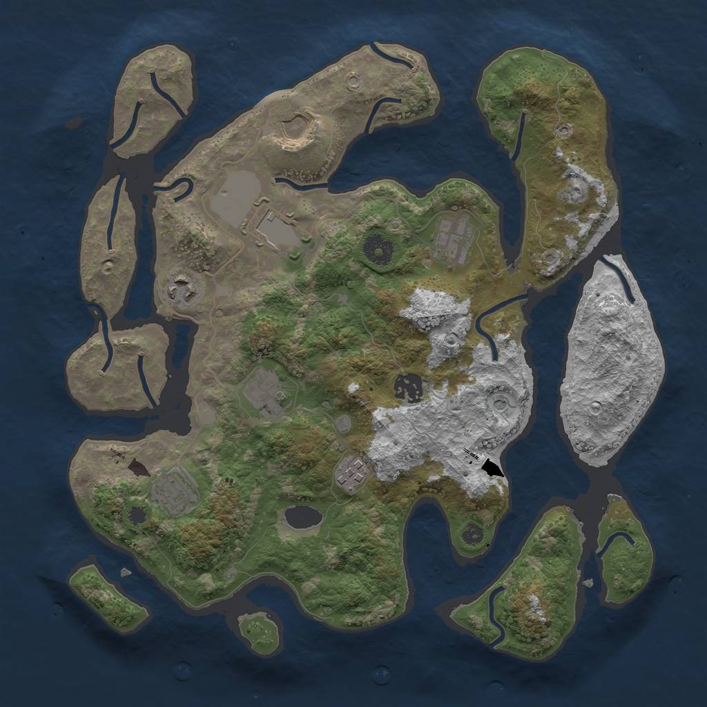 Rust Map: Procedural Map, Size: 3500, Seed: 667925496, 11 Monuments