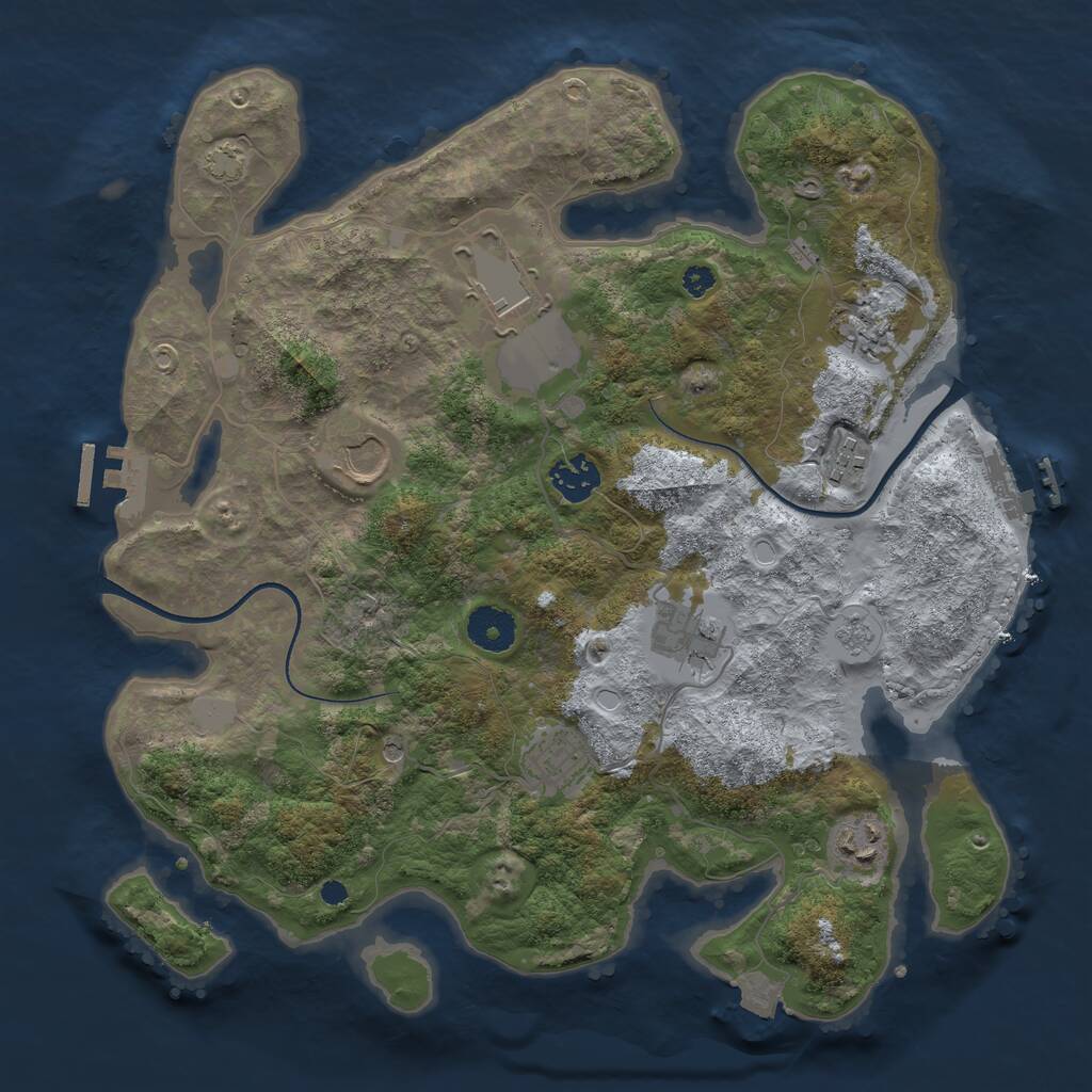 Rust Map: Procedural Map, Size: 3500, Seed: 667925496, 14 Monuments