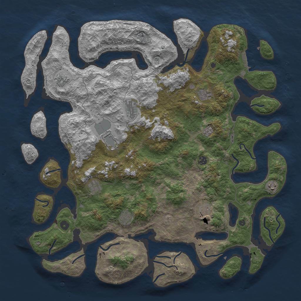 Rust Map: Procedural Map, Size: 5000, Seed: 4385, 14 Monuments