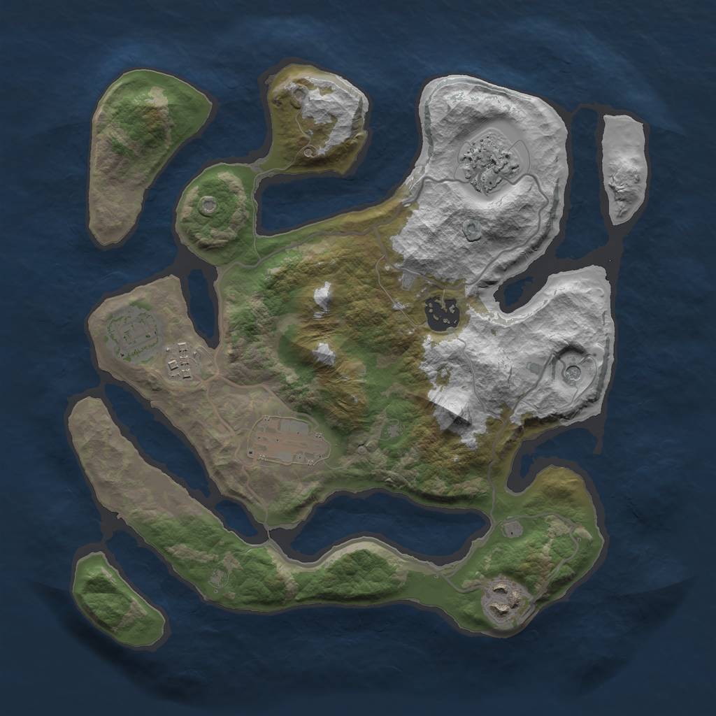 Rust Map: Barren, Size: 3000, Seed: 272642, 9 Monuments