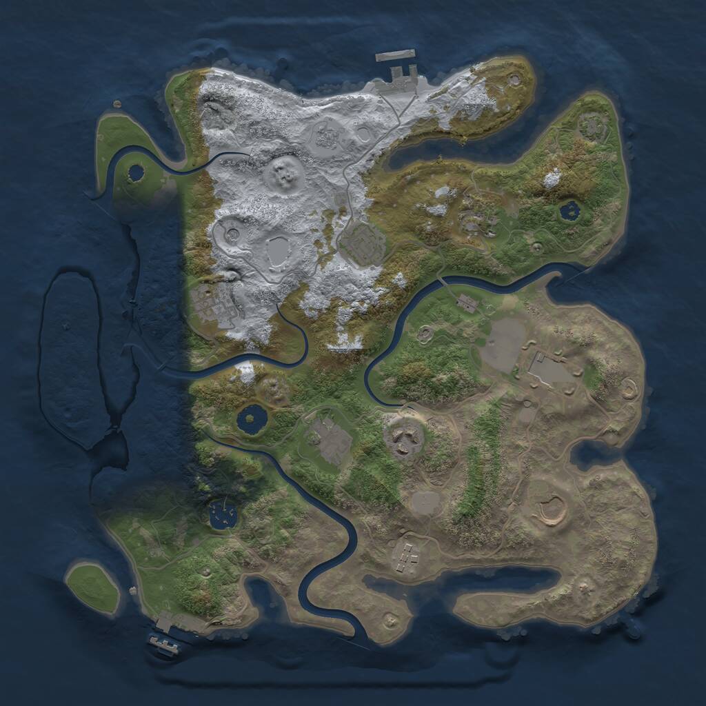 Rust Map: Procedural Map, Size: 3600, Seed: 1146873471, 15 Monuments