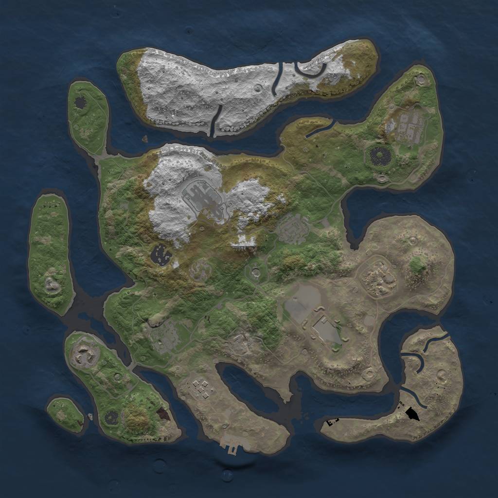 Rust Map: Procedural Map, Size: 3600, Seed: 1146873471, 13 Monuments