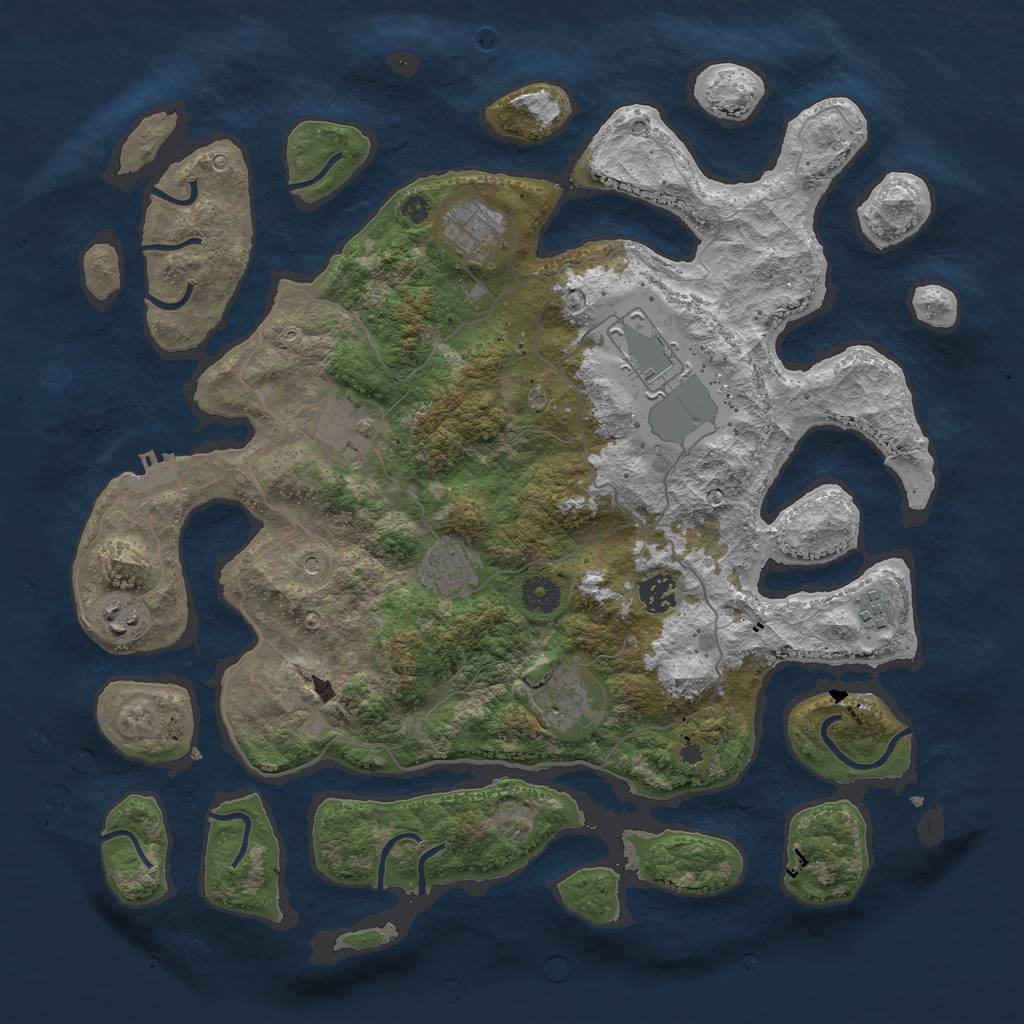 Rust Map: Procedural Map, Size: 4000, Seed: 749038312, 12 Monuments