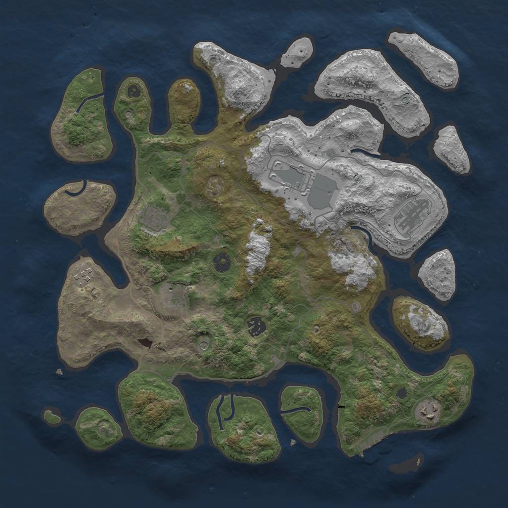 Rust Map: Procedural Map, Size: 4000, Seed: 2466, 11 Monuments