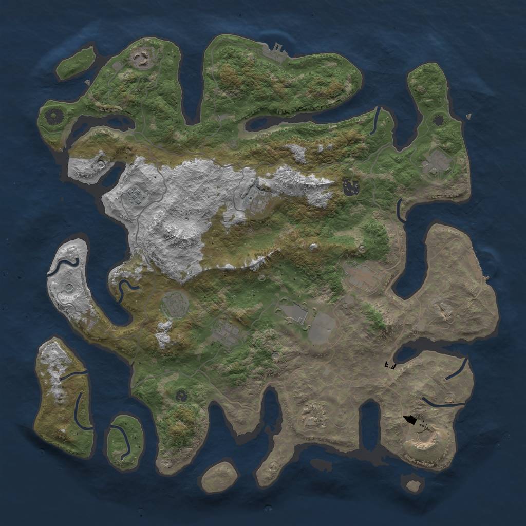 Rust Map: Procedural Map, Size: 4500, Seed: 1584307800, 16 Monuments