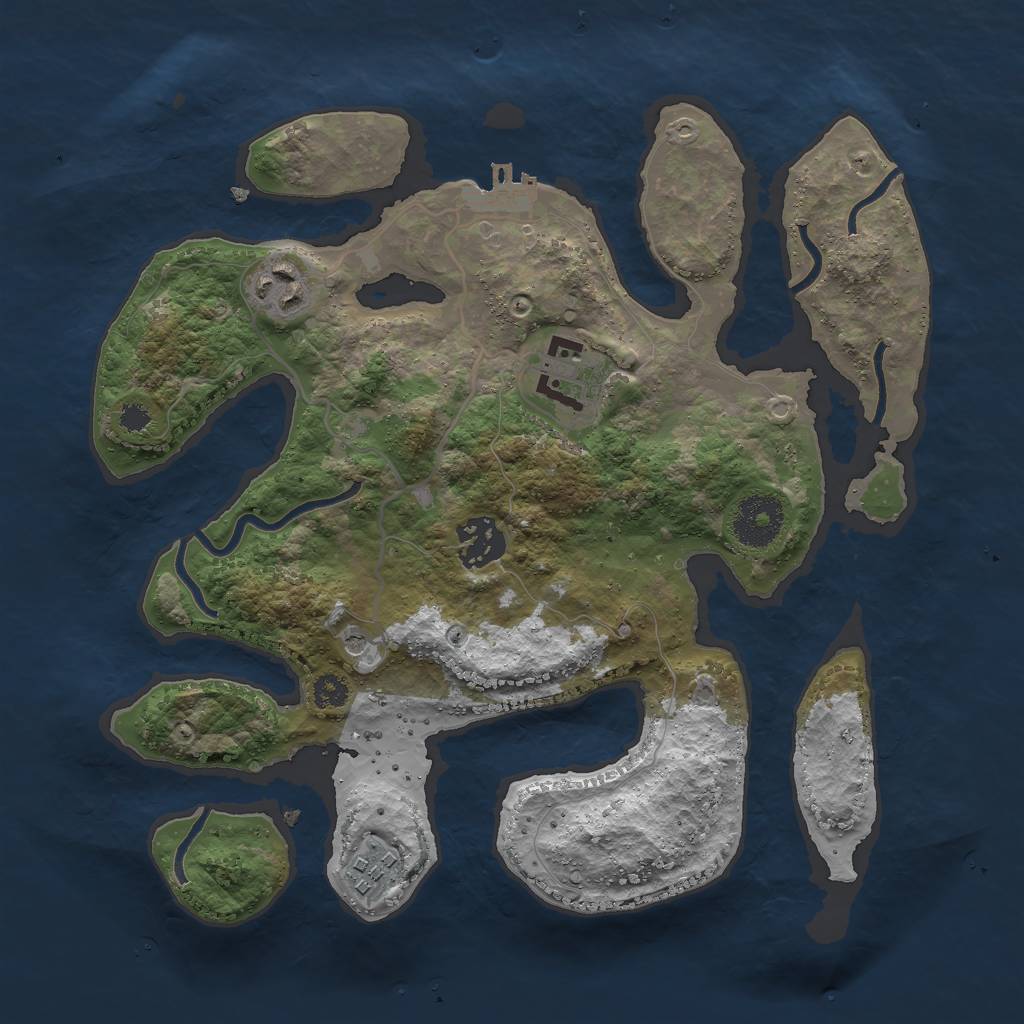 Rust Map: Procedural Map, Size: 3000, Seed: 274853, 8 Monuments