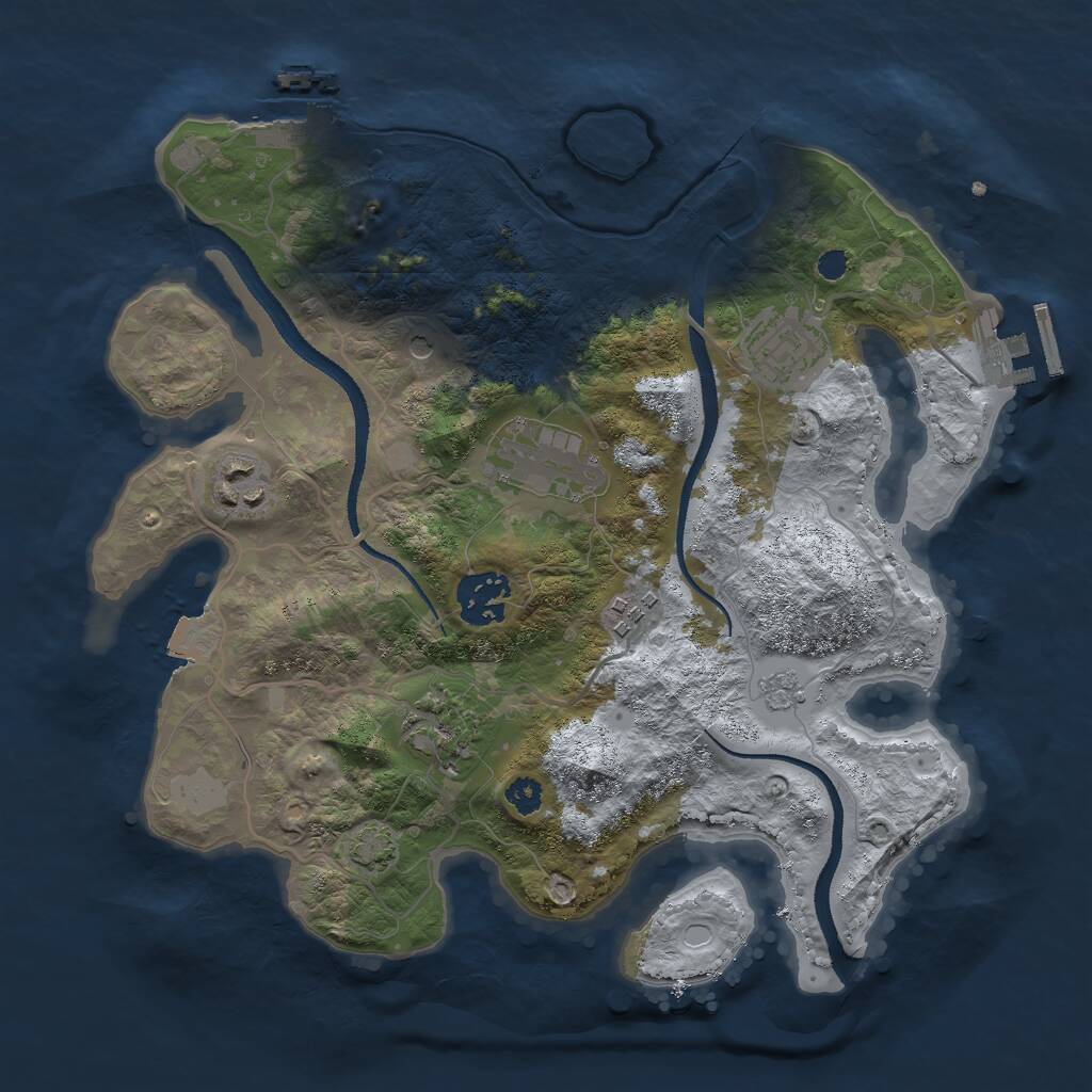 Rust Map: Procedural Map, Size: 3000, Seed: 533553, 12 Monuments