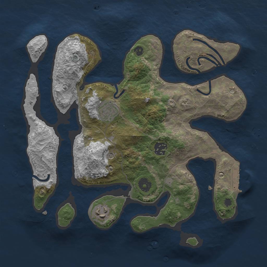 Rust Map: Procedural Map, Size: 3000, Seed: 2359, 7 Monuments