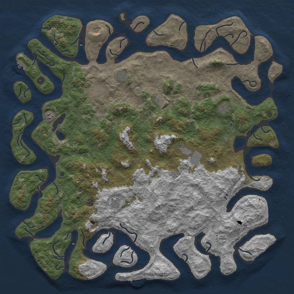 Rust Map: Procedural Map, Size: 6000, Seed: 31609041, 16 Monuments