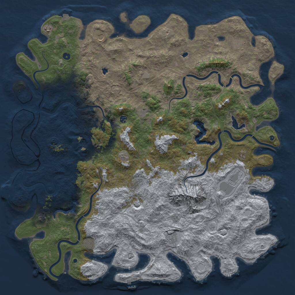Rust Map: Procedural Map, Size: 6000, Seed: 31609041, 17 Monuments