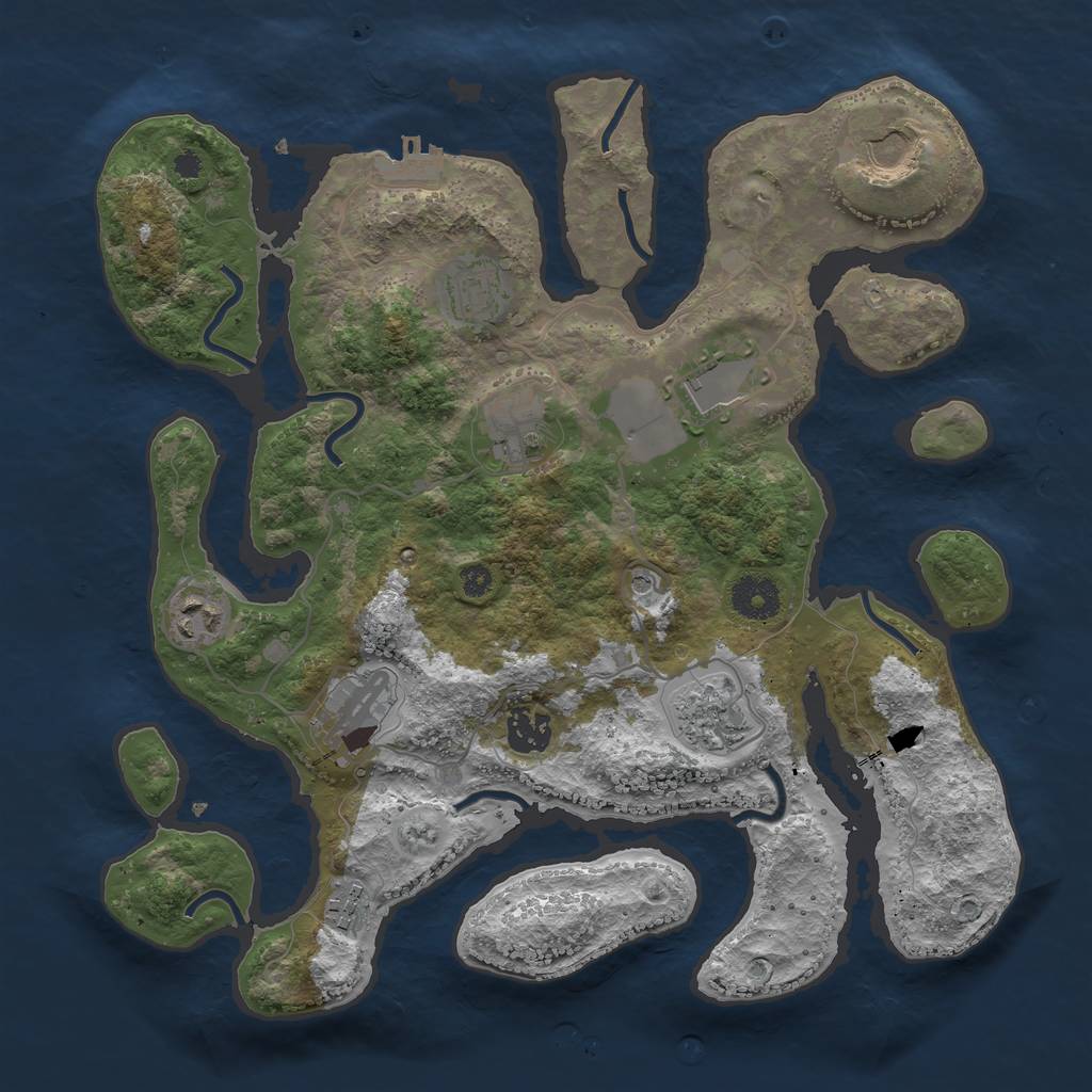 Rust Map: Procedural Map, Size: 3500, Seed: 106950841, 13 Monuments