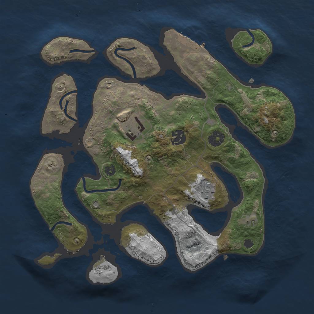 Rust Map: Procedural Map, Size: 3000, Seed: 8012021, 6 Monuments