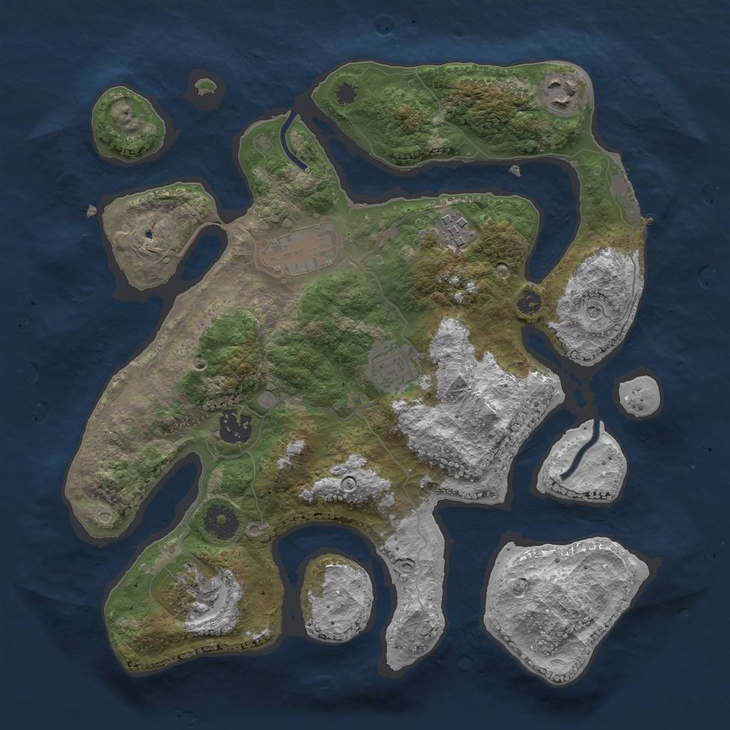 Rust Map: Procedural Map, Size: 3200, Seed: 3709, 10 Monuments