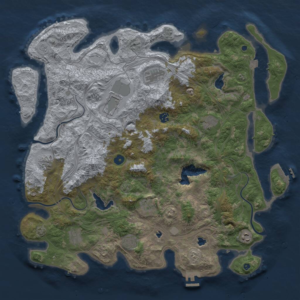 Rust Map: Procedural Map, Size: 4500, Seed: 1155083, 16 Monuments
