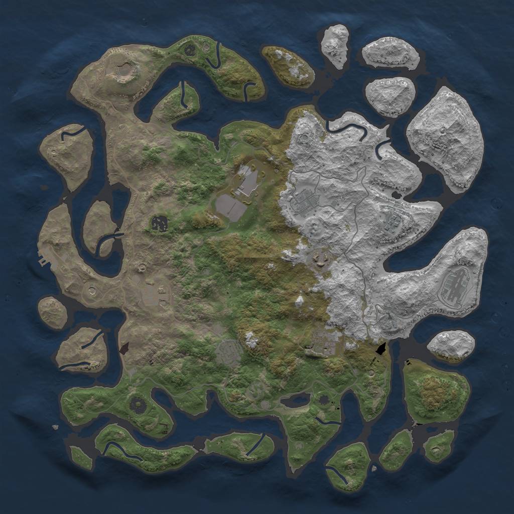 Rust Map: Procedural Map, Size: 4500, Seed: 853566801, 14 Monuments