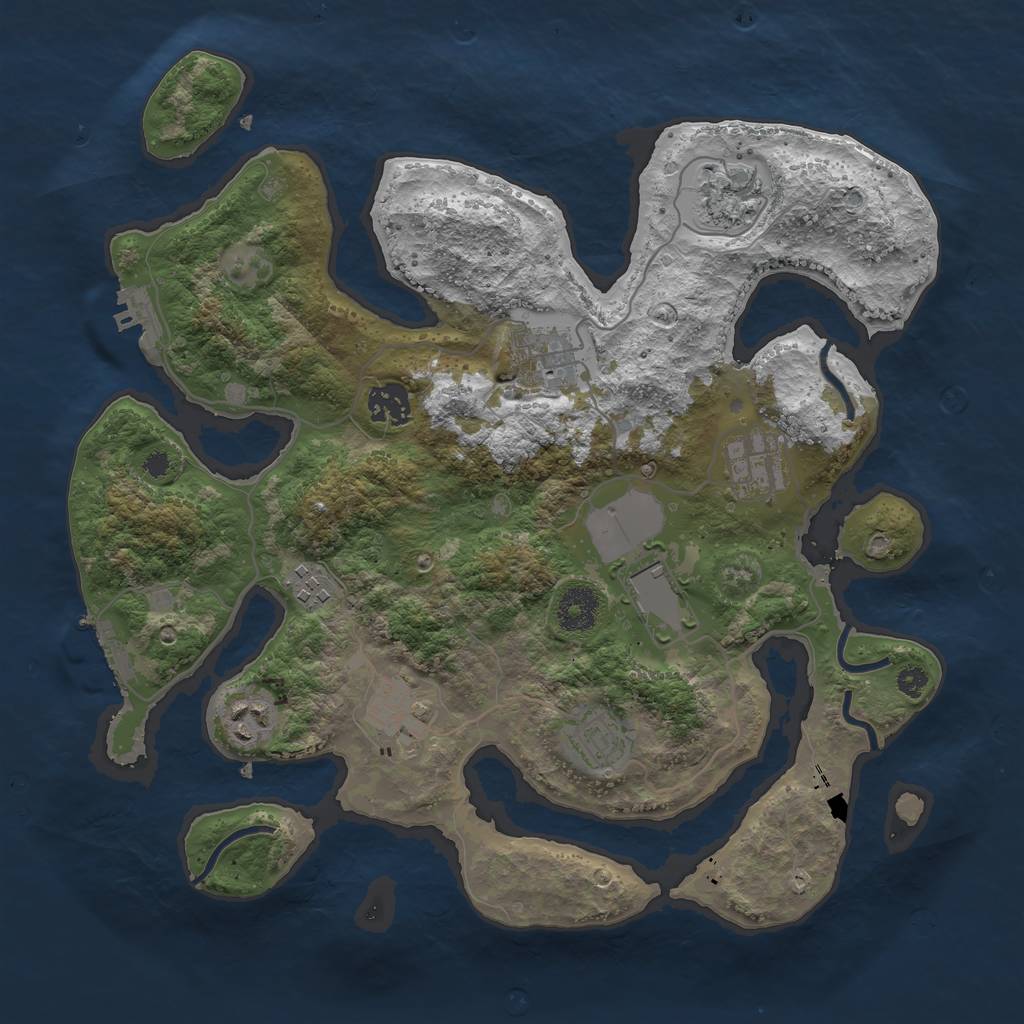 Rust Map: Procedural Map, Size: 3500, Seed: 757644, 13 Monuments