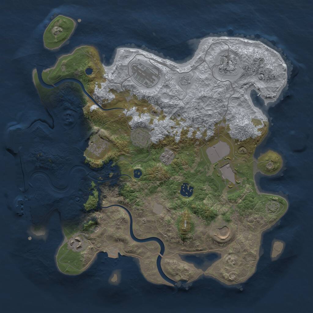 Rust Map: Procedural Map, Size: 3500, Seed: 757644, 15 Monuments