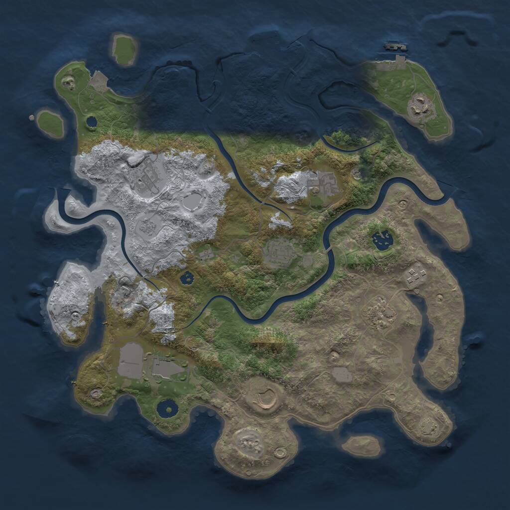 Rust Map: Procedural Map, Size: 3800, Seed: 645545788, 15 Monuments