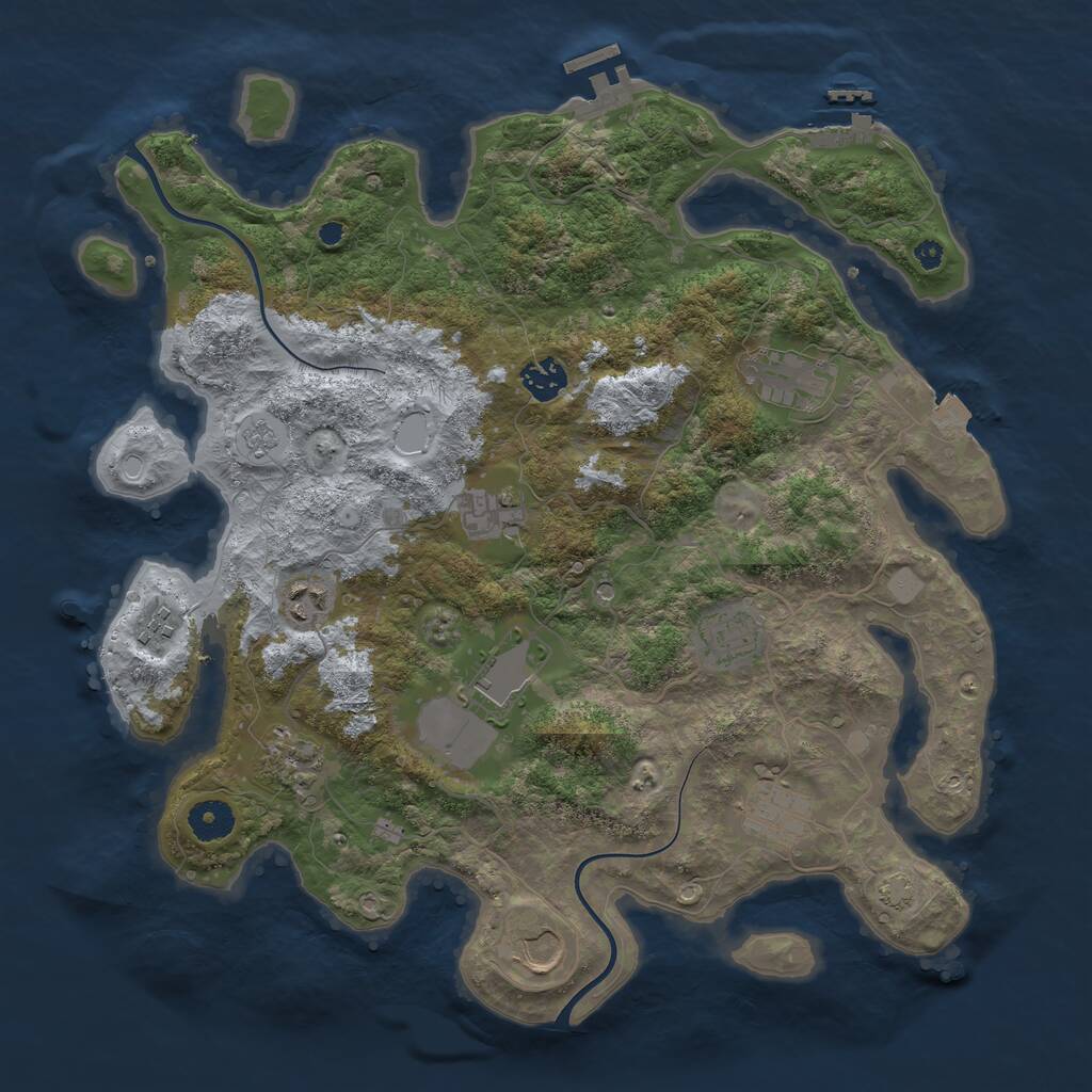 Rust Map: Procedural Map, Size: 3800, Seed: 645545788, 16 Monuments