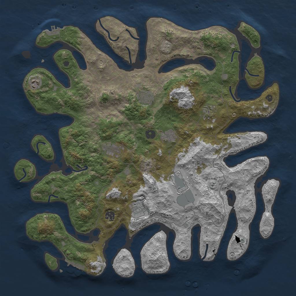 Rust Map: Procedural Map, Size: 4500, Seed: 5164413, 14 Monuments