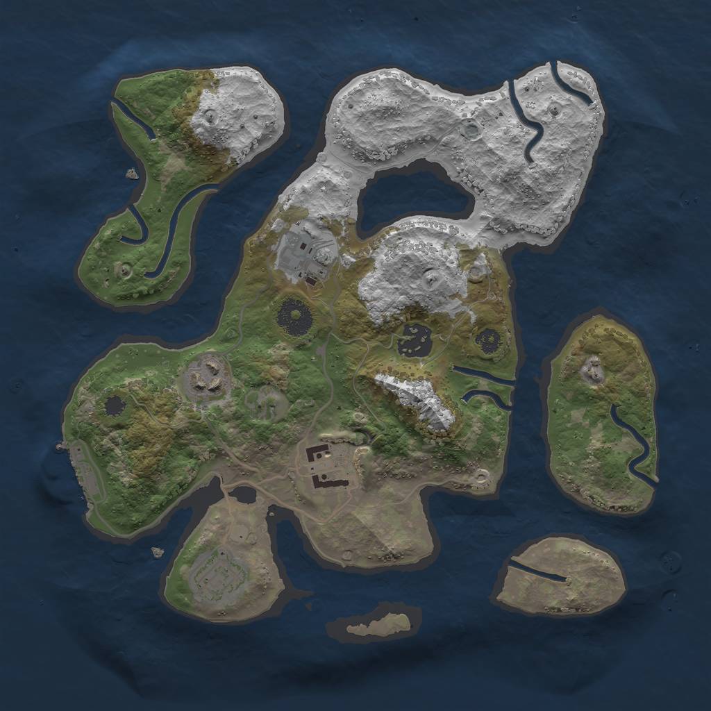 Rust Map: Procedural Map, Size: 3000, Seed: 1896423350, 8 Monuments