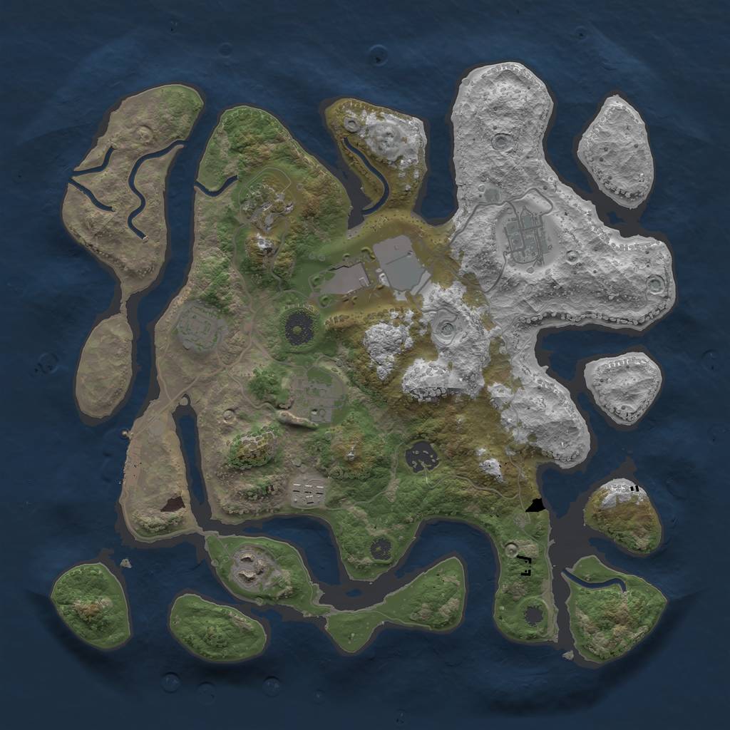 Rust Map: Procedural Map, Size: 3500, Seed: 1612248055, 12 Monuments