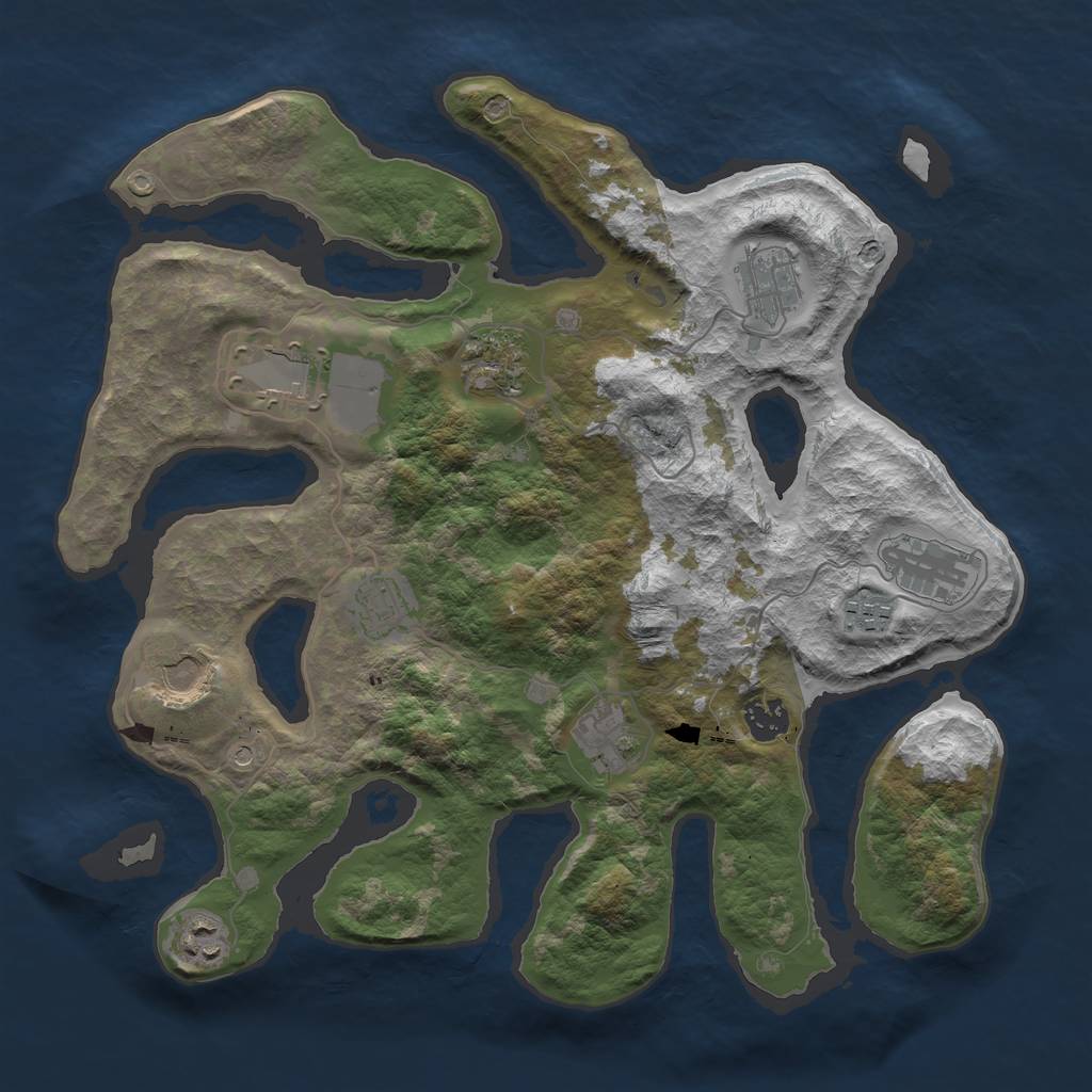 Rust Map: Barren, Size: 3700, Seed: 1676648263, 13 Monuments