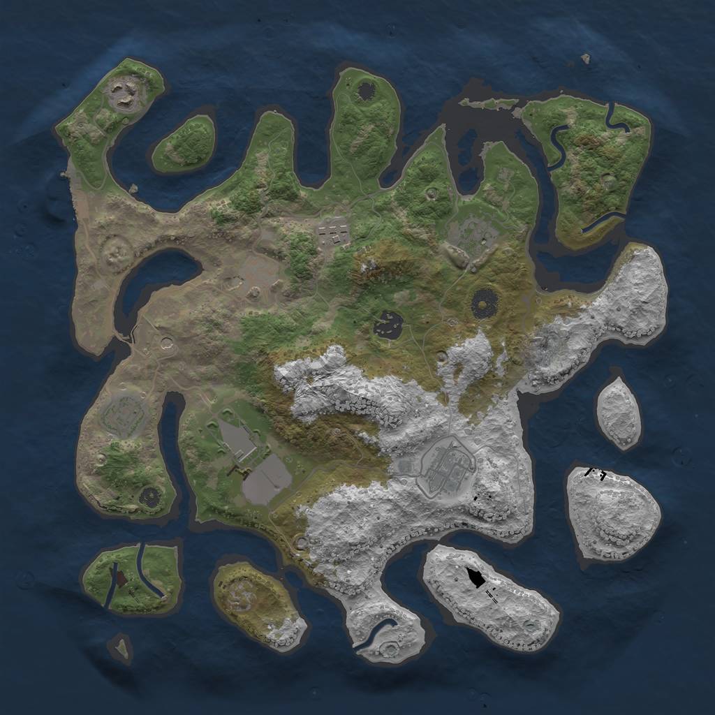 Rust Map: Procedural Map, Size: 3700, Seed: 1990, 12 Monuments