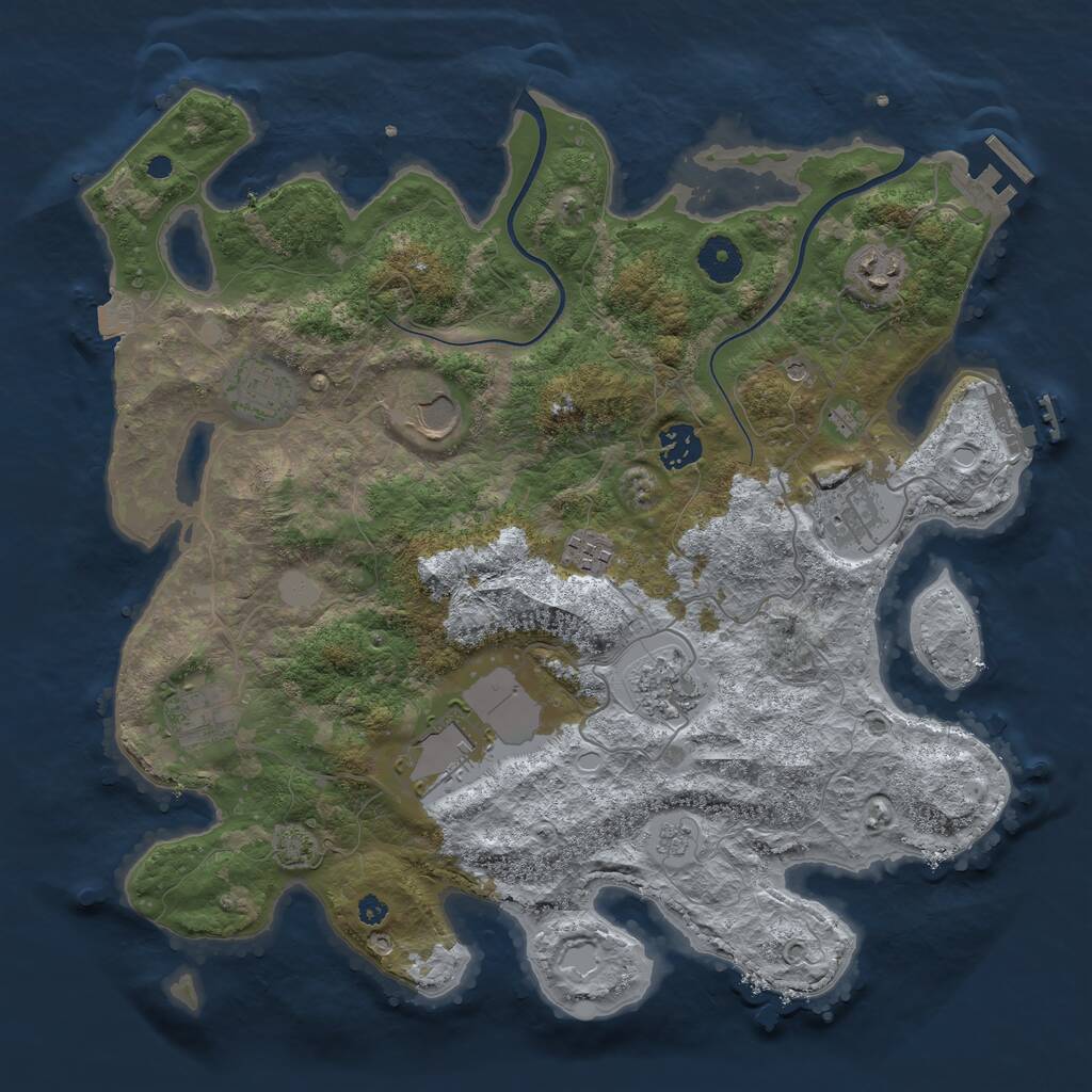 Rust Map: Procedural Map, Size: 3700, Seed: 1990, 15 Monuments
