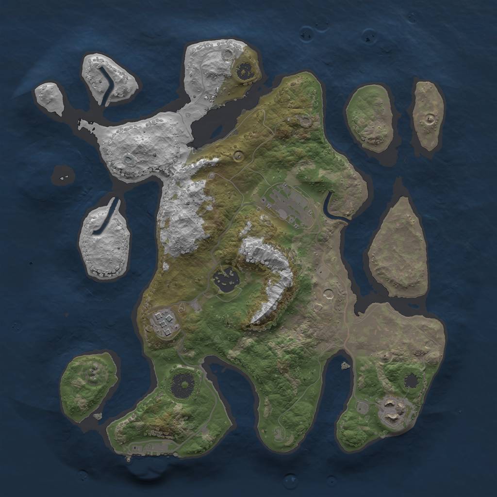 Rust Map: Procedural Map, Size: 3000, Seed: 1179396021, 8 Monuments