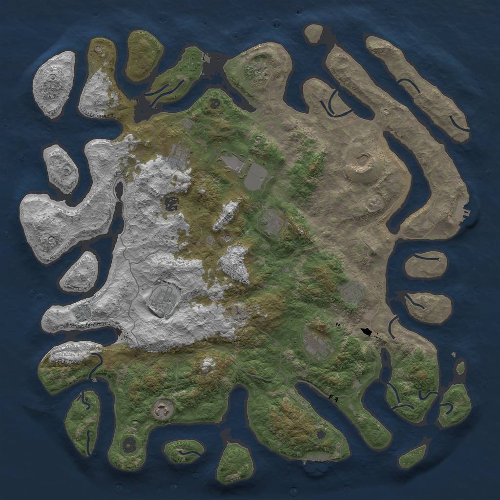 Rust Map: Procedural Map, Size: 5000, Seed: 716, 16 Monuments