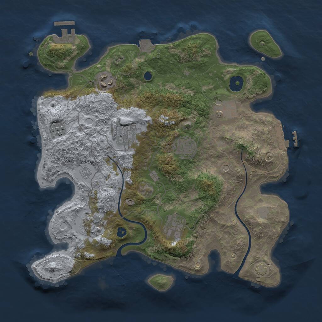 Rust Map: Procedural Map, Size: 3200, Seed: 601075151, 13 Monuments