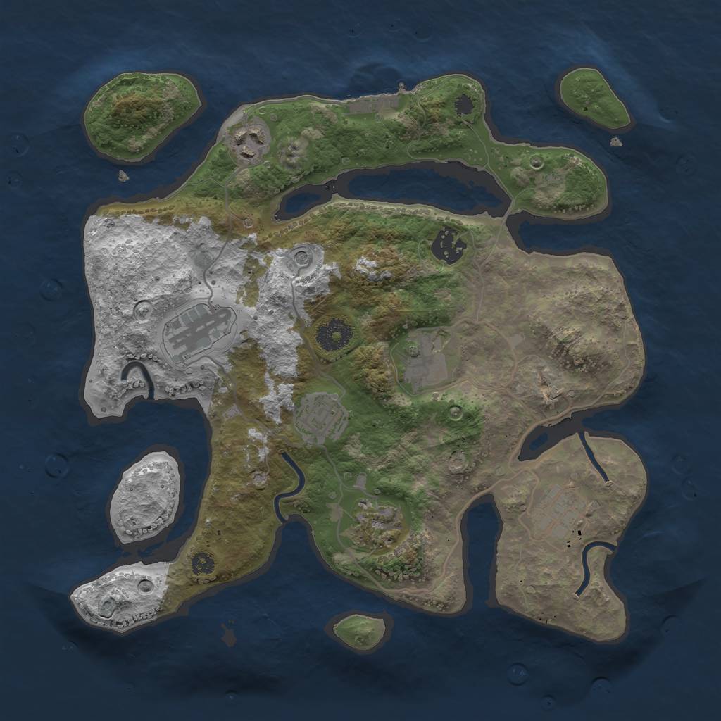 Rust Map: Procedural Map, Size: 3200, Seed: 601075151, 11 Monuments