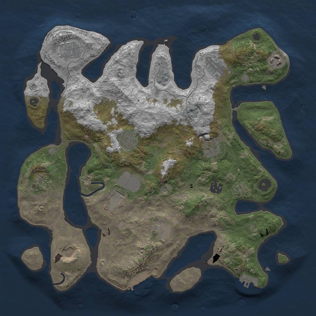 Rust Map: Procedural Map, Size: 3700, Seed: 1353279077, 16 Monuments