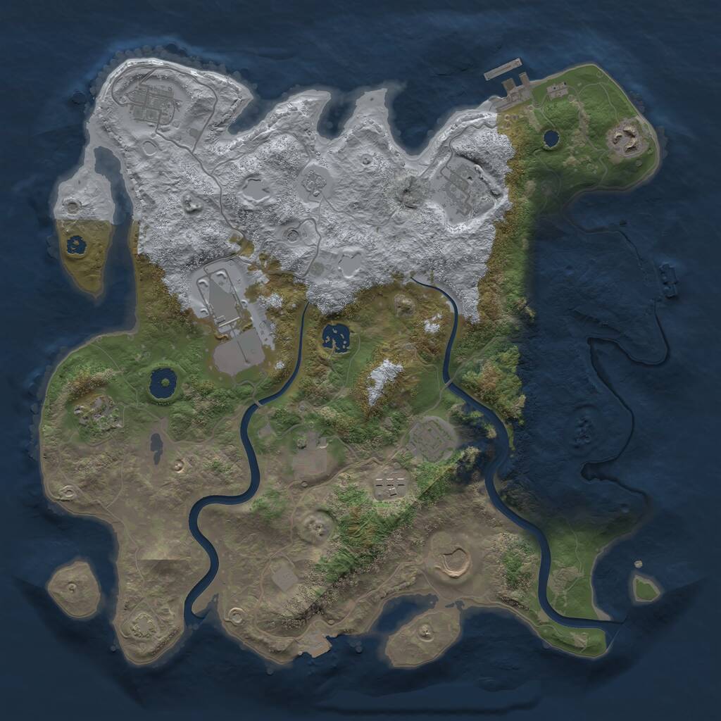 Rust Map: Procedural Map, Size: 3700, Seed: 1353279077, 16 Monuments