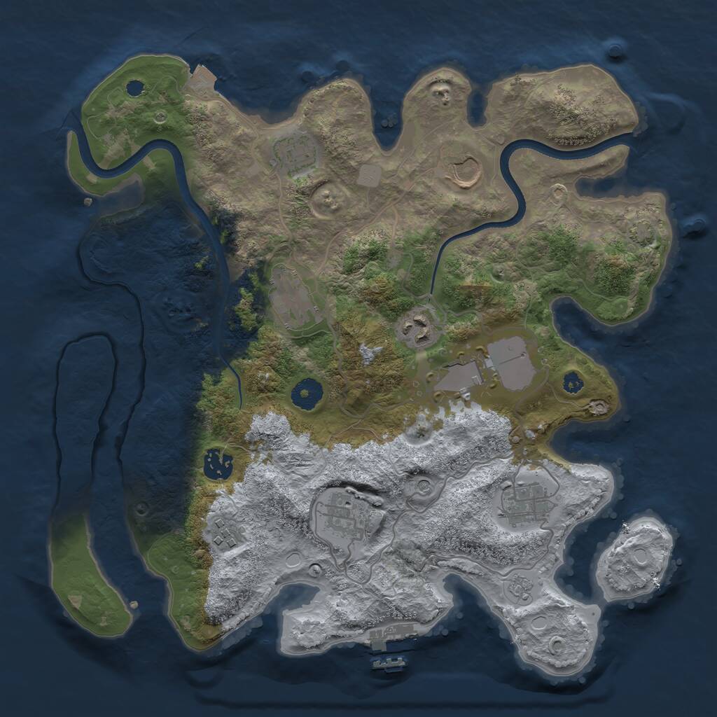 Rust Map: Procedural Map, Size: 3500, Seed: 316012841, 14 Monuments