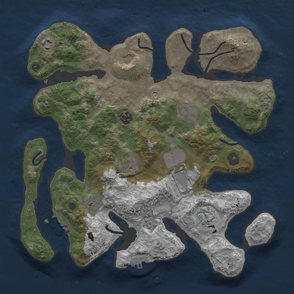 Rust Map: Procedural Map, Size: 3500, Seed: 316012841, 14 Monuments