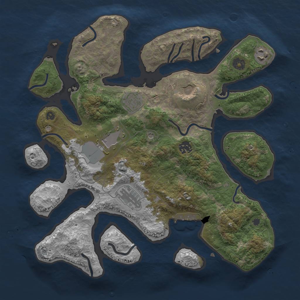 Rust Map: Procedural Map, Size: 3500, Seed: 1130134401, 10 Monuments