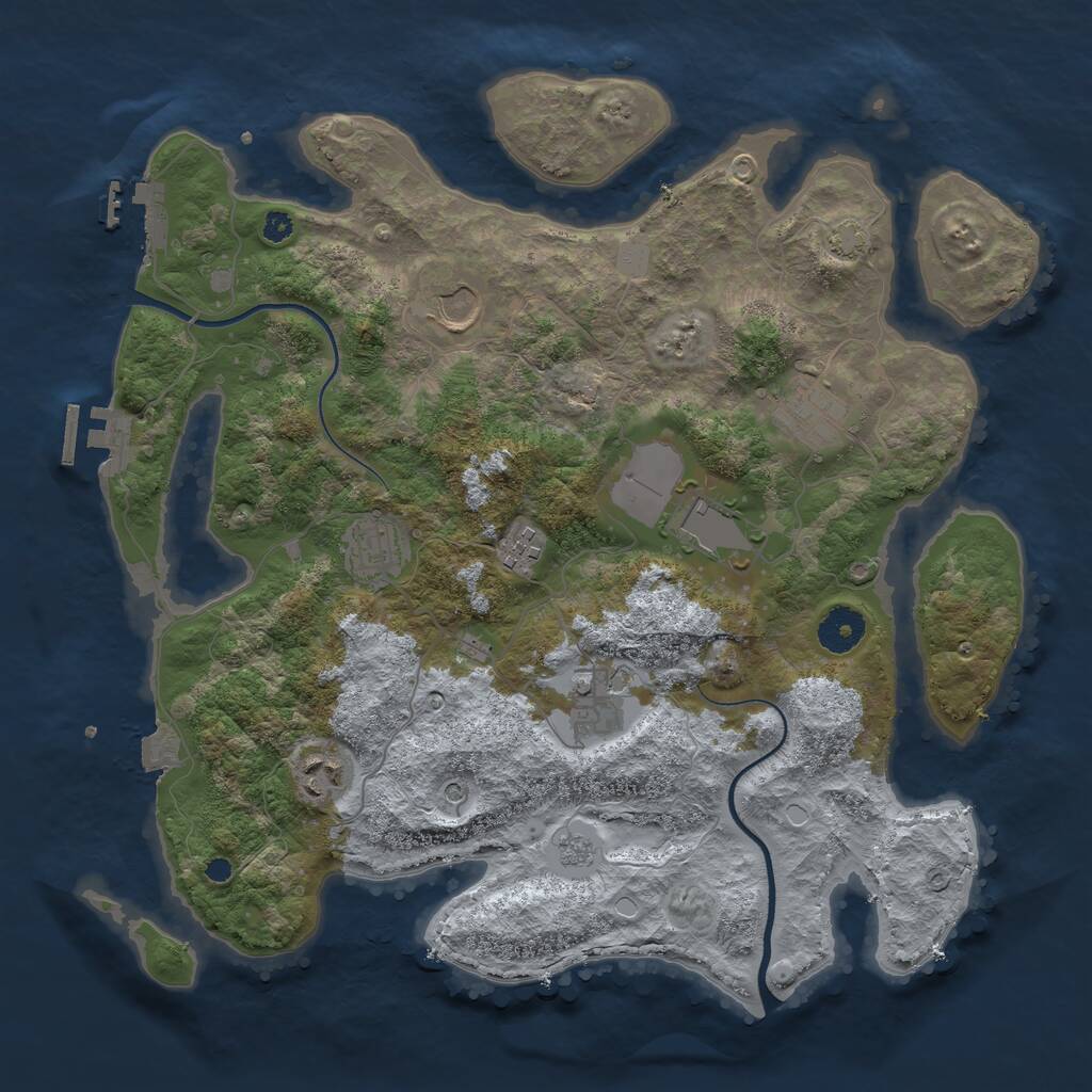 Rust Map: Procedural Map, Size: 3600, Seed: 633699, 13 Monuments