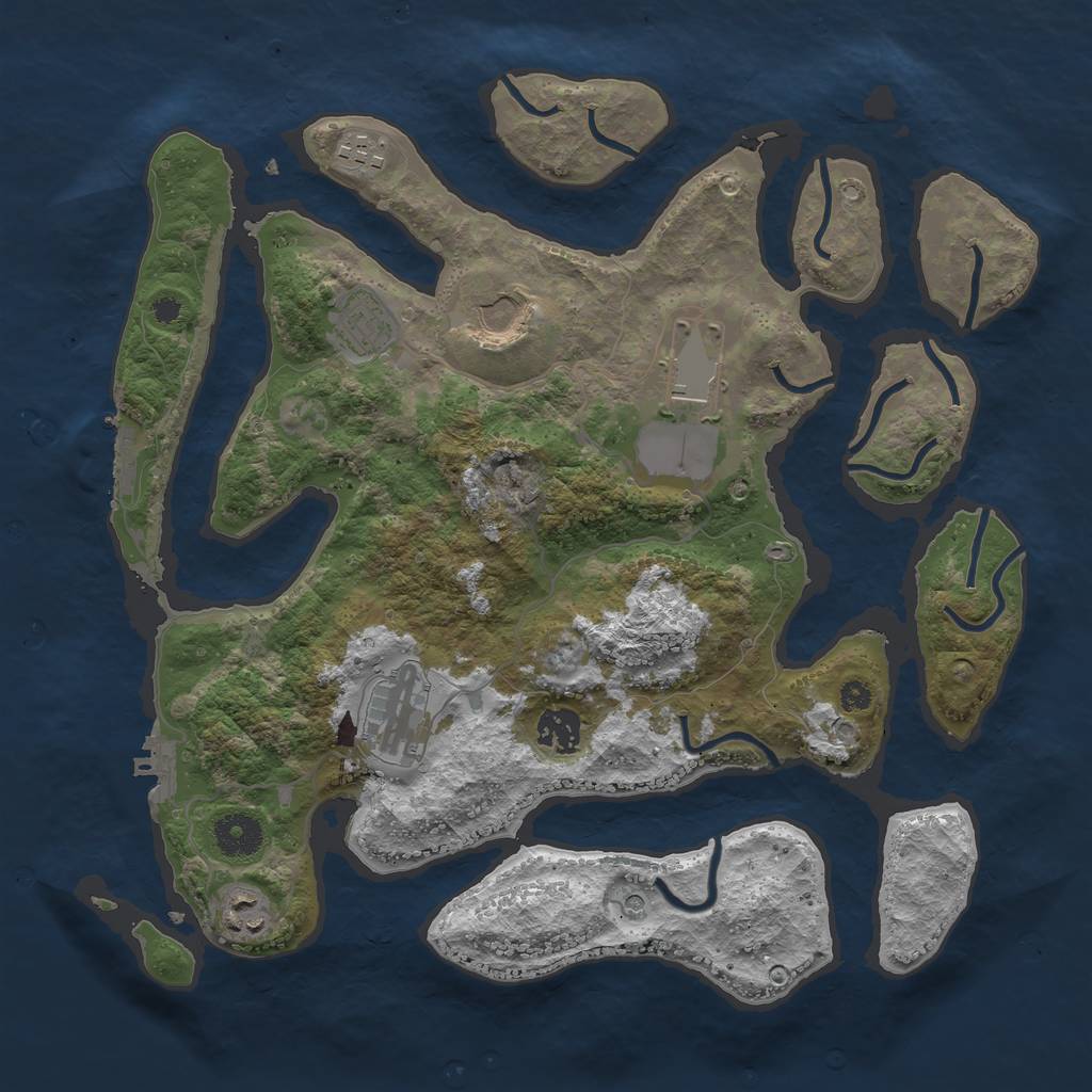 Rust Map: Procedural Map, Size: 3600, Seed: 633699, 12 Monuments