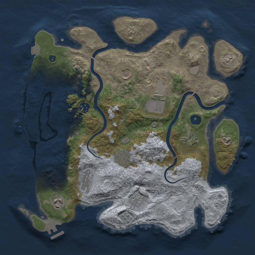 Rust Map: Procedural Map, Size: 3600, Seed: 633699, 15 Monuments