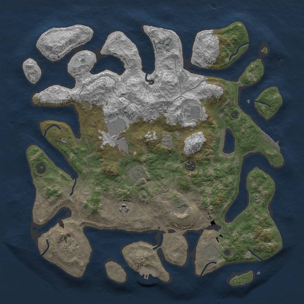 Rust Map: Procedural Map, Size: 4200, Seed: 1843817450, 14 Monuments