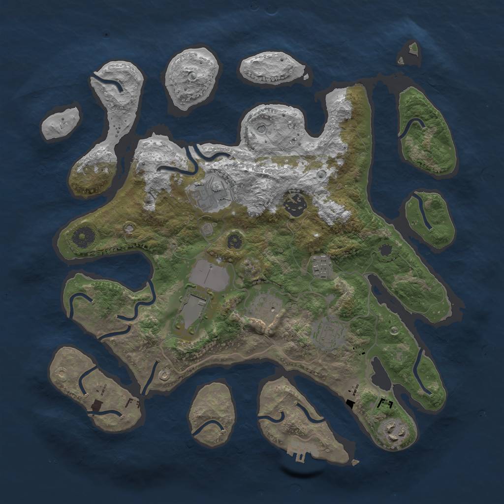 Rust Map: Procedural Map, Size: 3500, Seed: 741651838, 11 Monuments