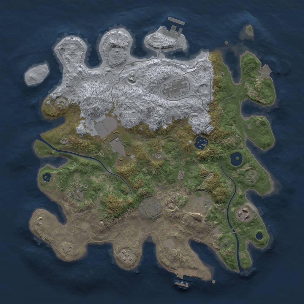 Rust Map: Procedural Map, Size: 3500, Seed: 741651838, 14 Monuments