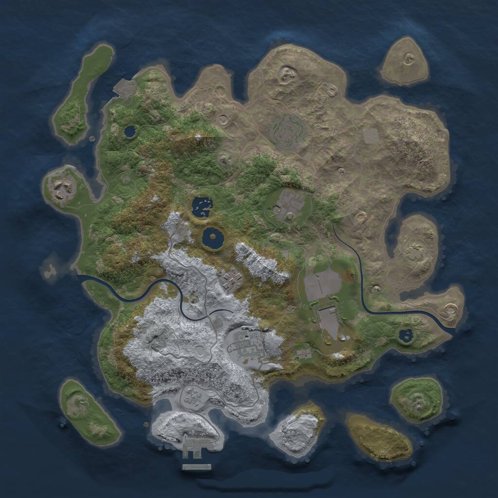 Rust Map: Procedural Map, Size: 3500, Seed: 1845239623, 12 Monuments