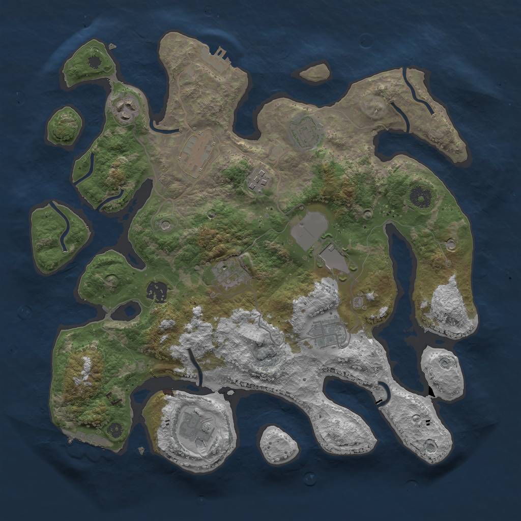 Rust Map: Procedural Map, Size: 3600, Seed: 1925095131, 14 Monuments