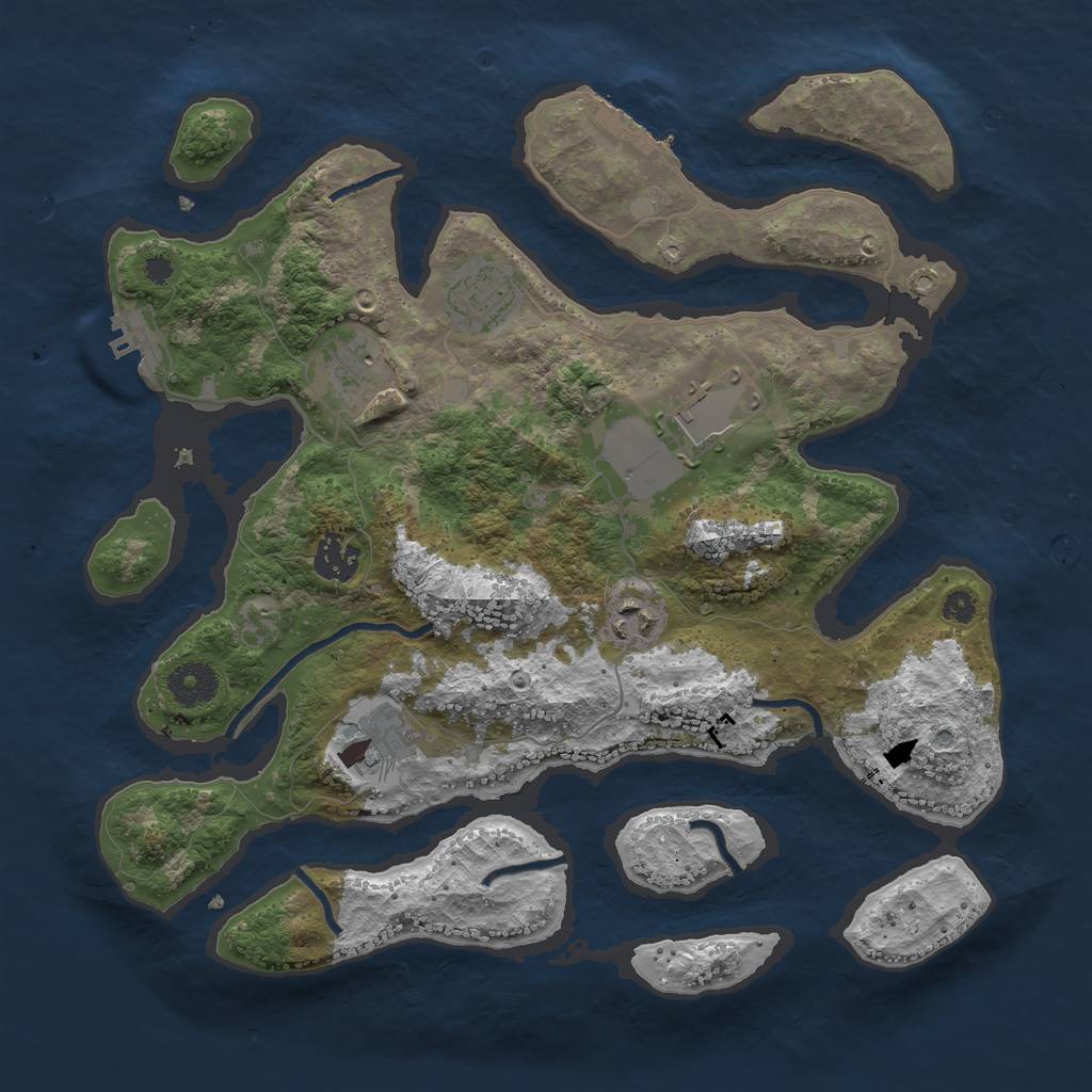 Rust Map: Procedural Map, Size: 3500, Seed: 9289392, 10 Monuments