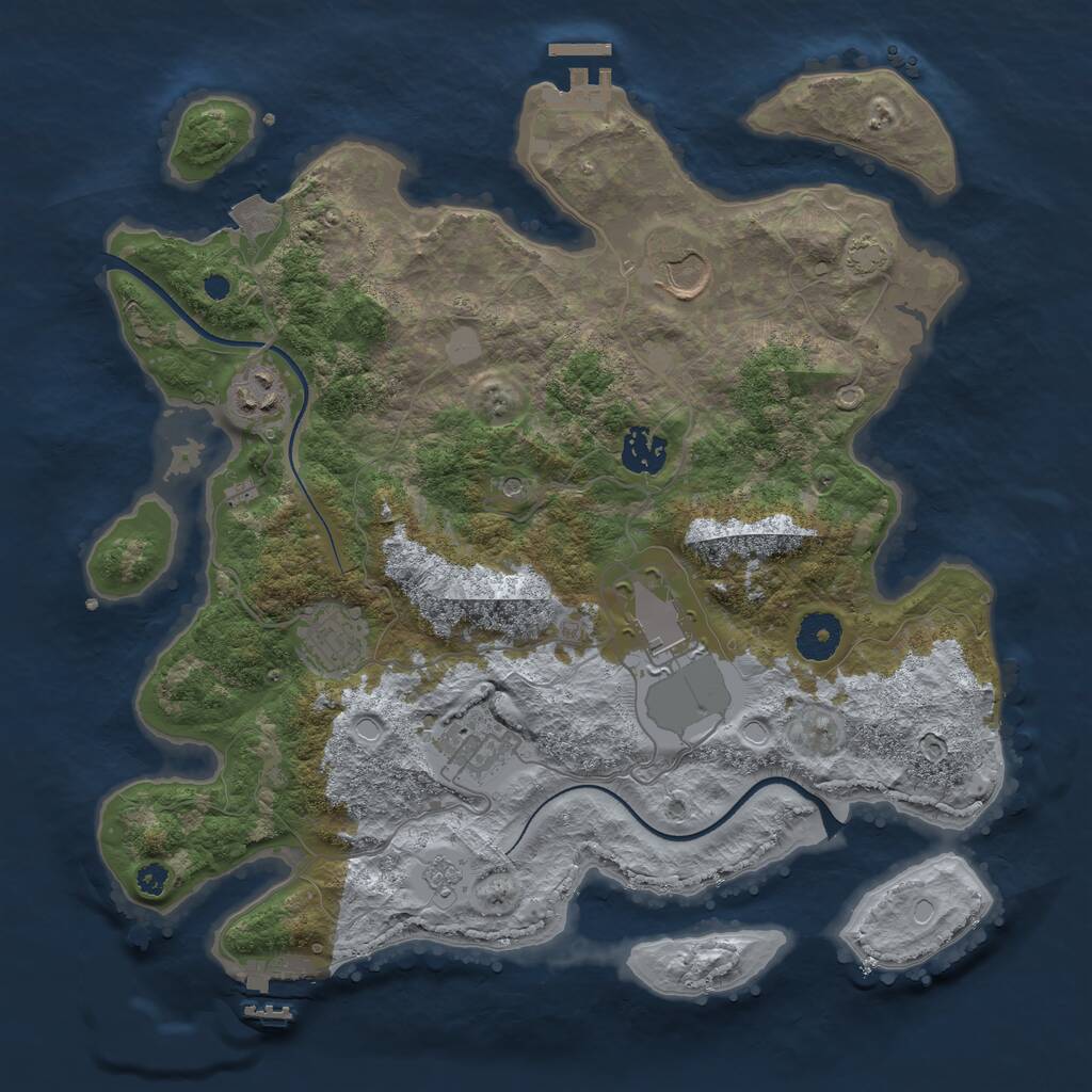 Rust Map: Procedural Map, Size: 3500, Seed: 9289392, 12 Monuments