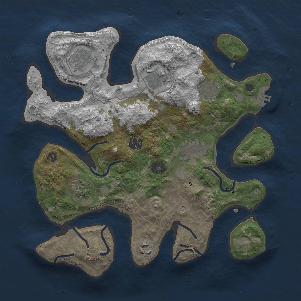 Rust Map: Procedural Map, Size: 3200, Seed: 2139113532, 11 Monuments